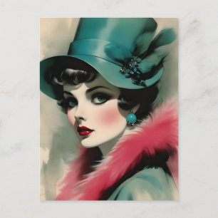 There's something about vintage fashion illustrati postcard