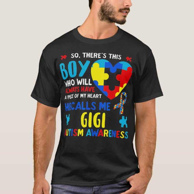 Theres This Boy He Calls Me Gigi GG Autism T-Shirt (Front)