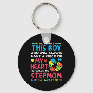 There's This Boy He Calls Me Stepmom Autism Awaren Keychain