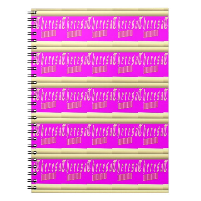 Theresa design shocking pink and gold back pack dr notebook (Front)