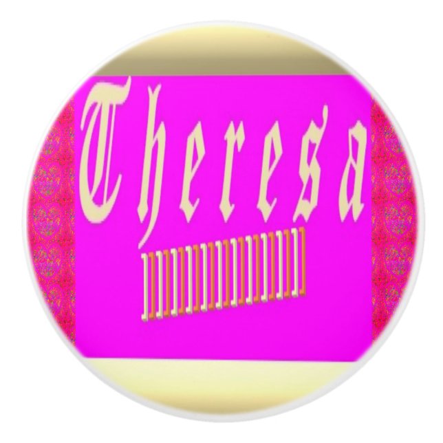 Theresa design shocking pink and gold CERAMIC PULL (Front)