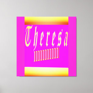 Theresa design shocking pink and gold poster metal canvas print