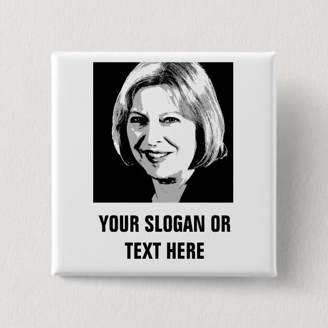 Theresa May Face Icon - 2 Inch Square Button (Front)