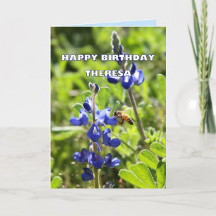 Theresa Texas Bluebonnet Happy Birthday Card