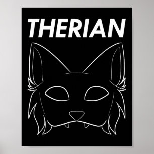Therian Furry Animal Mask Wolf Cat Dog  Poster
