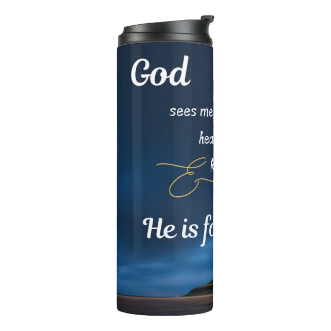 Thermal Tumbler - Blue - God Sees Me (Rotated Left)