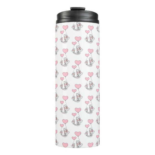 Thermal Tumbler Cat Kitten Pink Hearts (Front)