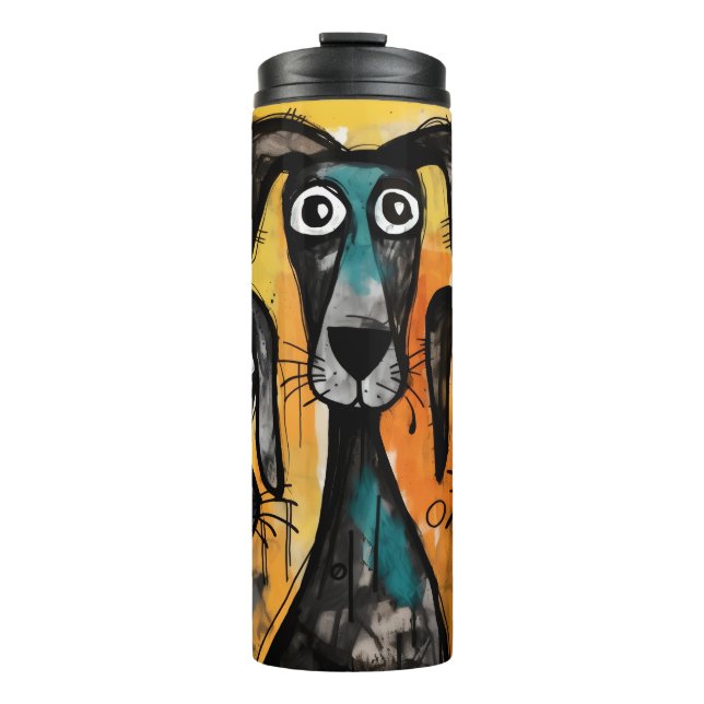 Thermal Tumbler Dog Puppy  Red Hearts (Front)
