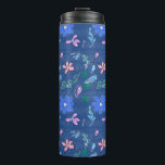 Thermal Tumbler for hot or cold drinks.<br><div class="desc">This Thermal Tumbler is a gorgeous print with pink flowers and leaves for Springon a calming blue background. It makes a great gift for graduation, Mother's day, birthdays, or just to celebrate the new spring/summer season. This Sleek tumbler is great for females because of the easy to grip sleek design...</div>