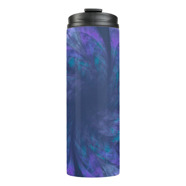 Thermal Tumbler Transparent Blue Petals Fractal (Front)