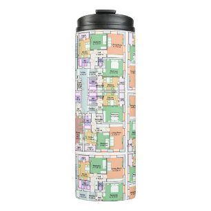 Thermal Tumbler with Architectural Blueprint