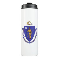 Thermal Tumbler with flag of Massachusetts, USA
