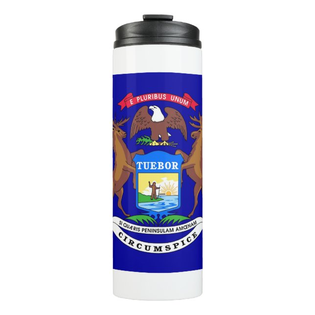 Thermal Tumbler with flag of Michigan, USA (Front)