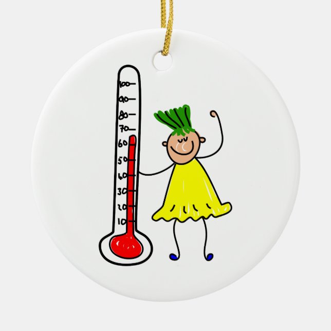 Thermometer Kid Ceramic Ornament (Front)