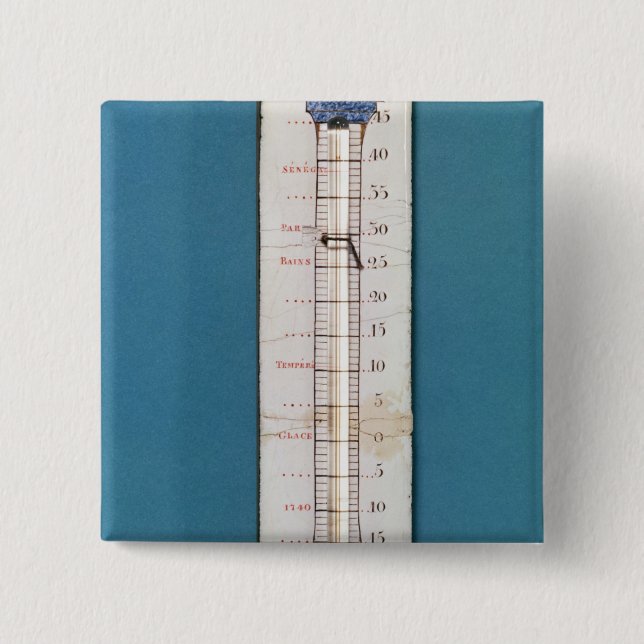 Thermometer surmounted with a phrygian bonnet 2 inch square button (Front)