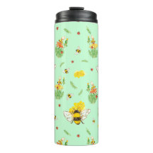 Thermos bottle with bees and beetles