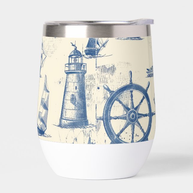 Thermos en céramique avec éléments marins (Gauche)