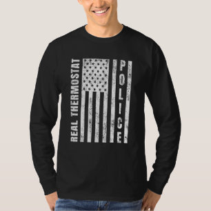 Thermostat Police Us Flag Distressed Christmas T-Shirt