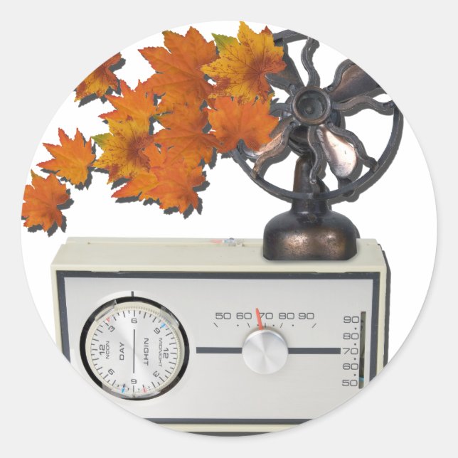 ThermostatHeaterFanLeaves052215 Classic Round Sticker (Front)