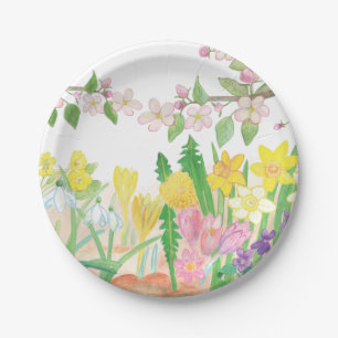 These Are the Spring Flowers that Radiate Joy Paper Plate