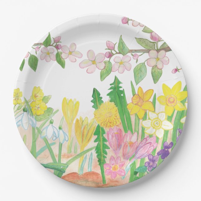 These Are the Spring Flowers that Radiate Joy   Paper Plate (Front)