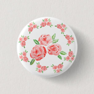 These are watercolor elegant roses 1 inch round button