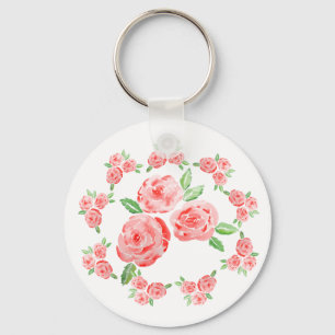 These are watercolor elegant roses keychain