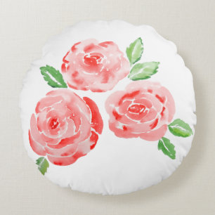 These are watercolor elegant roses round pillow