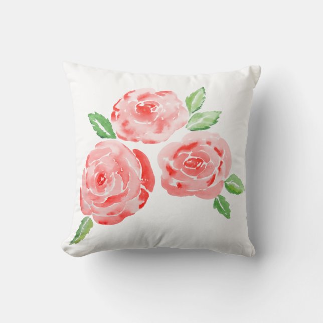 These are watercolor elegant roses throw pillow (Front)