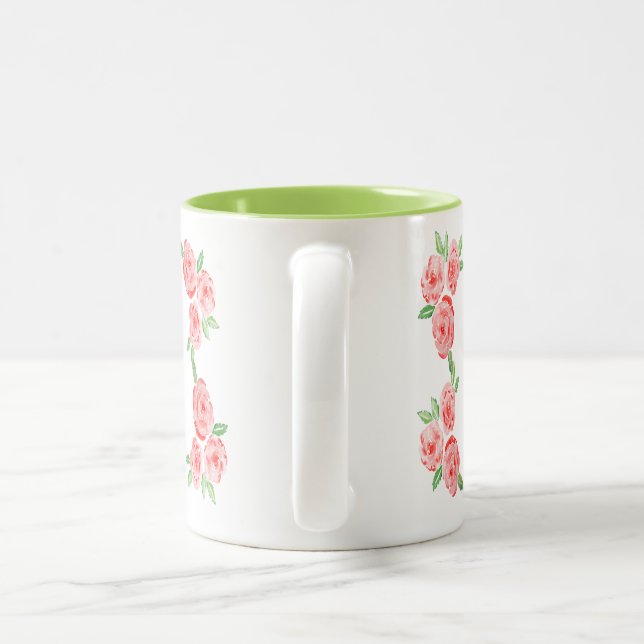These are watercolor elegant roses Two-Tone coffee mug (Handle)