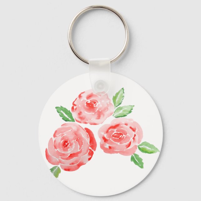 These are watercolor roses elegant magnet keychain (Front)