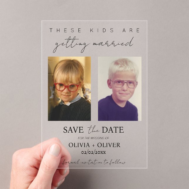 These kids are getting married save the date acrylic invitations (Insitu (Handheld))