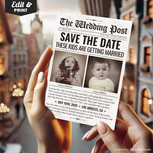 These Kids Are Getting Married Wedding Newspaper Holiday Card (These Kids Are Getting Married Wedding Newspaper Holiday Card)