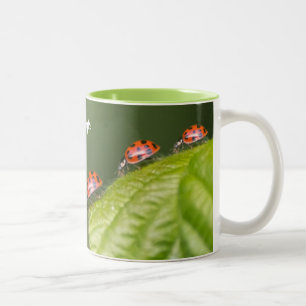 These little ladybugs grant a lucky day! Two-Tone  Coffee Mug