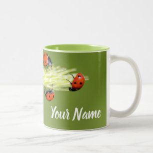 These little ladybugs grant a lucky day! Two-Tone  Coffee Mug