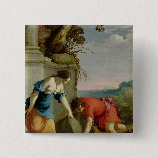 Theseus Finding his Father's Sword, 1634 2 Inch Square Button (Front)