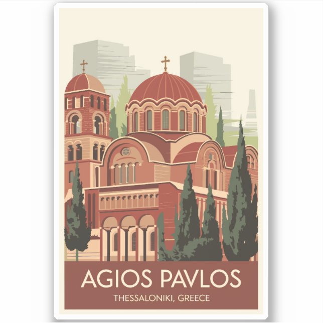 Thessaloniki Agios Pavlos Travel Art Vintage (Front)
