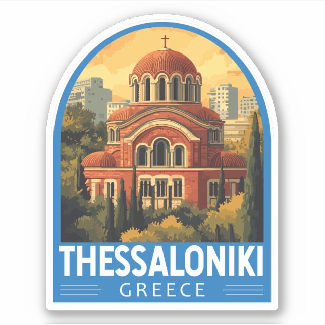 Thessaloniki Greece Agios Pavlos Travel Art Retro (Front)