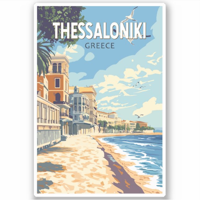 Thessaloniki Greece Travel Art Vintage (Front)
