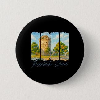 Thessaloniki Greece Travel Brushstroke Thessalonik 2 Inch Round Button