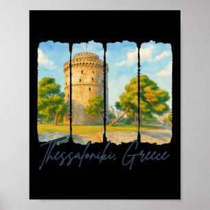 Thessaloniki Greece Travel Brushstroke Thessalonik Poster