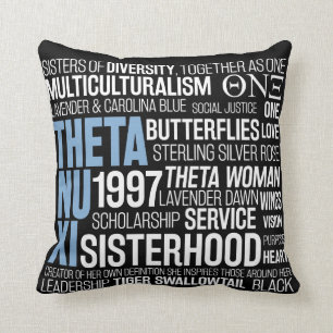 Theta Nu Xi Pillow in Black w/ Carolina Blue