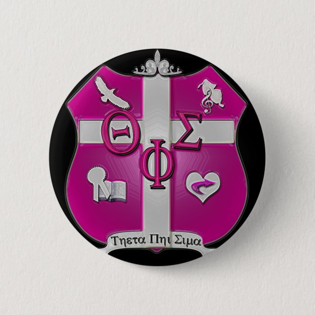 theta phi sigma shield 2 inch round button (Front)