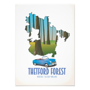 Thetford forest norfolk suffolk england map photo print