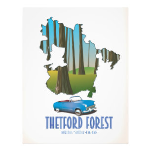 Thetford forest norfolk suffolk england map photo print