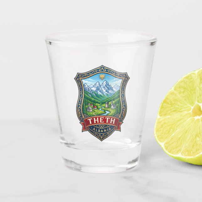 Theth Albania Shot Glass (Front)