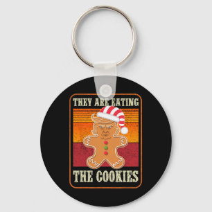 They Are Eating The Cookies Christmas Trump Humour Keychain
