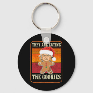 They Are Eating The Cookies Christmas Trump Humour Keychain