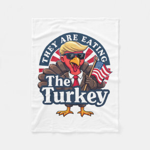 They Are Eating Turkeys Funny Make Thanksgiving Gr Fleece Blanket