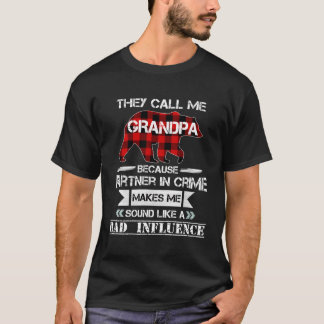 They Call Me Grandpa Bear Red Plaid Matching Pajam T-Shirt